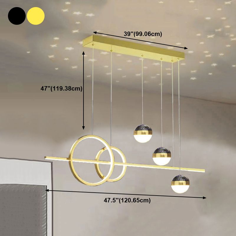 Luz de metal moderna Geométrica Geométrica 6 luces LED Island Colgante para sala de estar