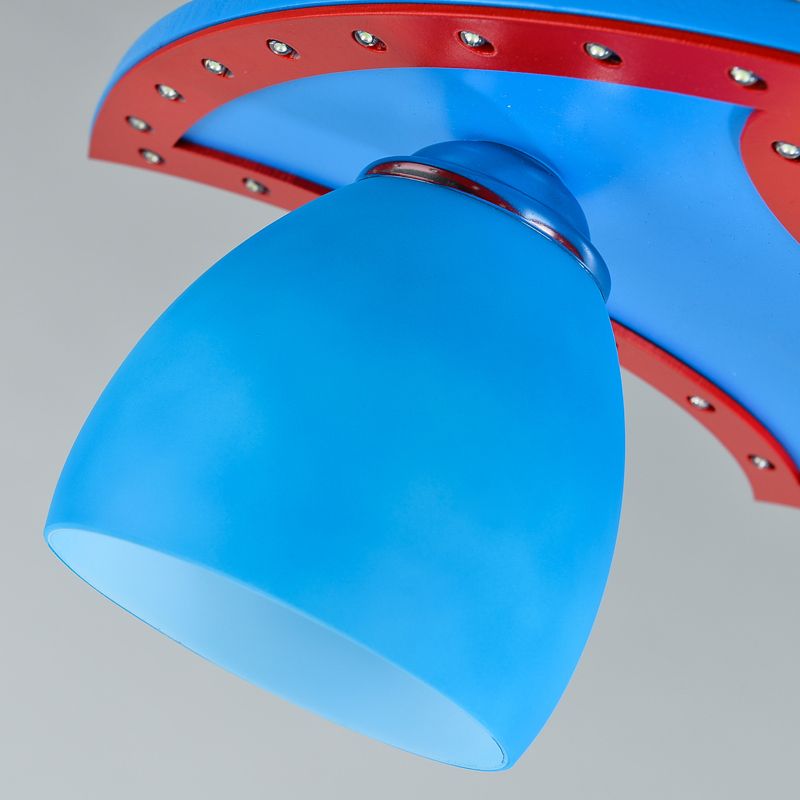 Caricatura de Bat de Dibujos Animados lámpara de techo de acabado azul de madera para niños