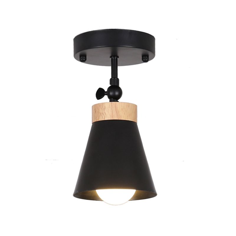 Plafoniera da incasso con paralume affusolato regolabile Plafoniera modernista in metallo a 1 luce nero/bianco