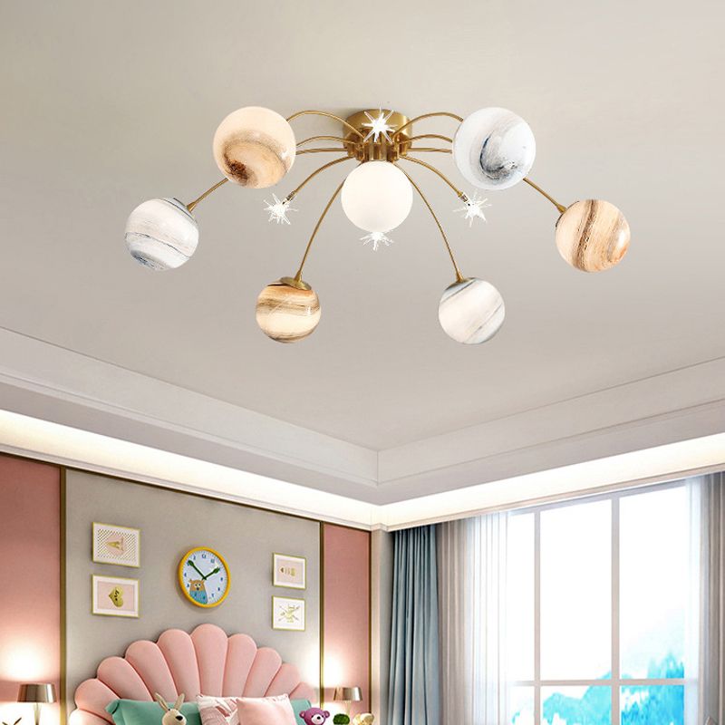 13 Light Flush Mount Ceiling Light Modern Fixture Flush Mount Lamp in Gold