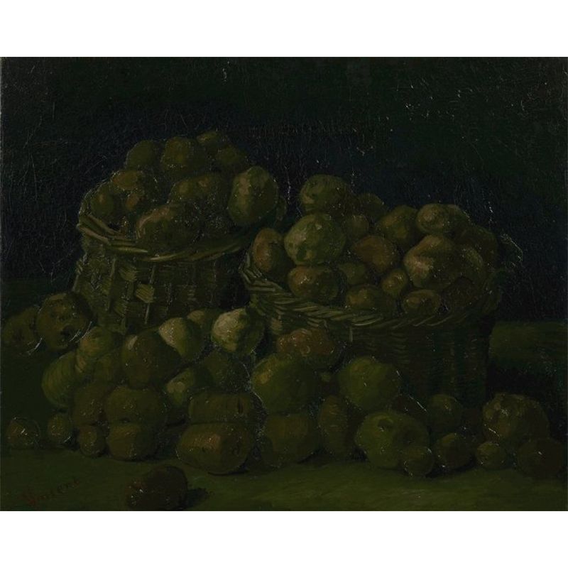 Modern Style Teenagers Mural Decal Plentiful Fruits and Baskets Black Wall Covering