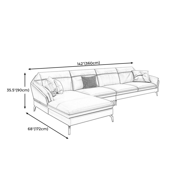 Contemporary Genuine Leather Sewn Pillow Back Sofa 35.43"High Flared Arm Sofa,Dark Brown