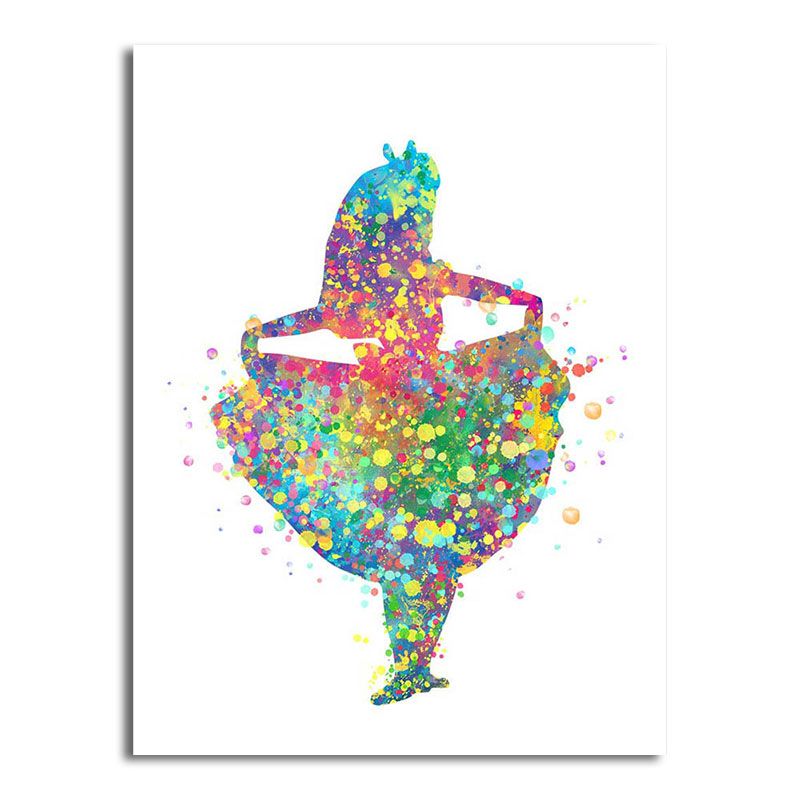 Kinderstijl danser canvas kunst veelkleurige getextureerde wanddecoratie voor woonkamer