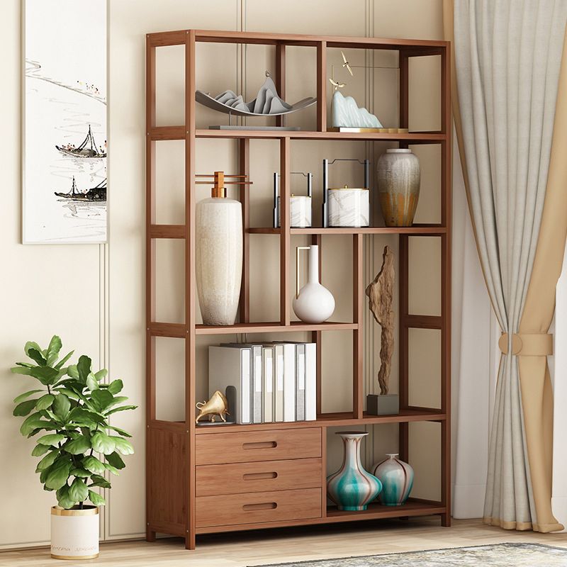 Etagere Shelf Bookcase Brown Vertical Bookshelf for Home Office