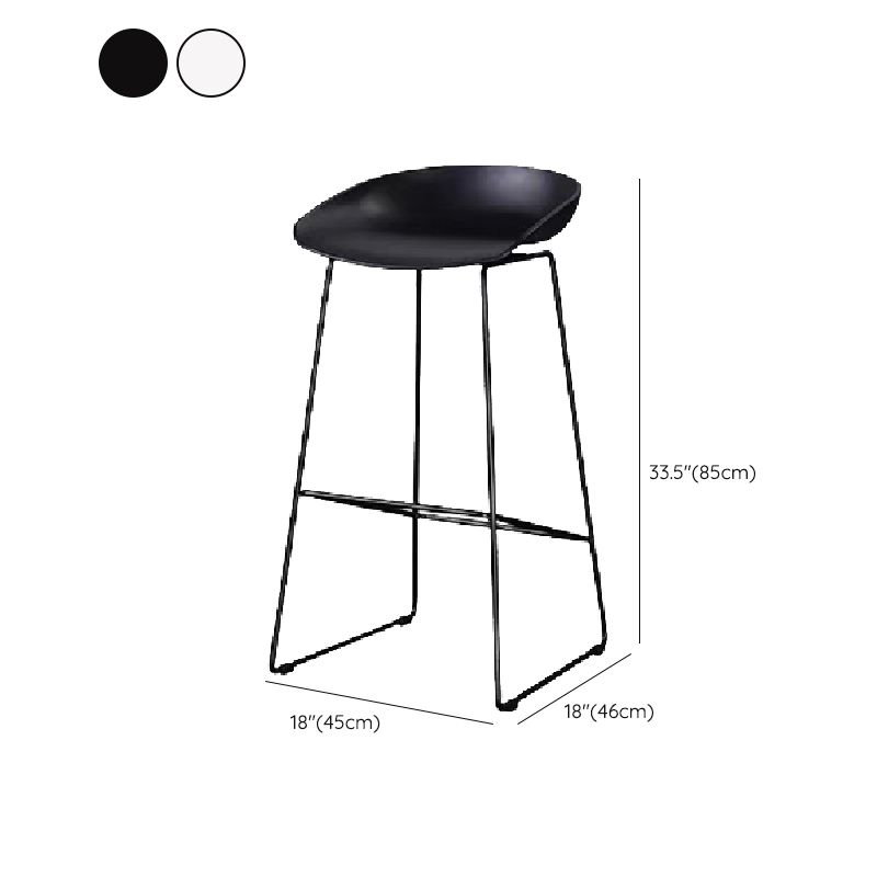 Contemporary Steel Base Bar Stool Armless Counter Stool for Living Room