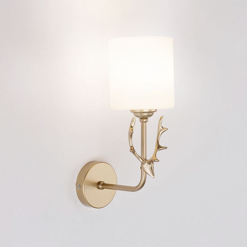 Contemporary Single Head Wall Sconce Glass Lampshade Mounted Light Fixture for Living Room