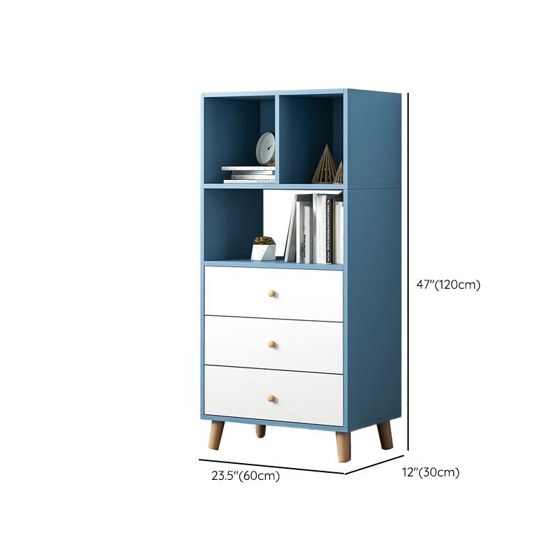 Engineered Wood Bookcase Standard Contemporary Bookshelf with Drawers