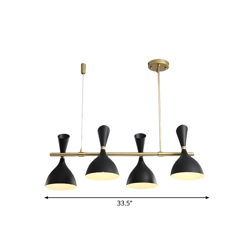 Corna di corno metallico Isola Light Dining Room 4/6 Luci lampadario a sospeso nordico in nero/bianco