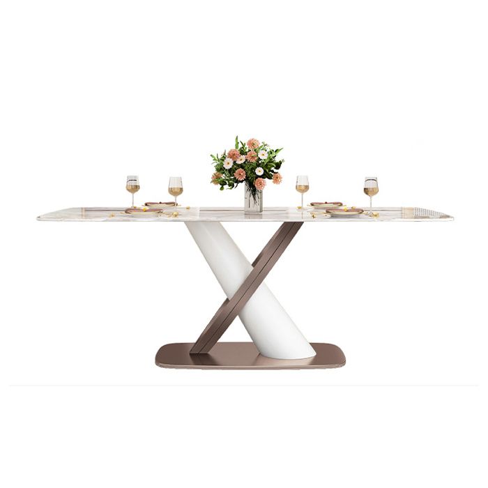 Luxury Sintered Stone Top Table Rectangle Table with Pedestal Base
