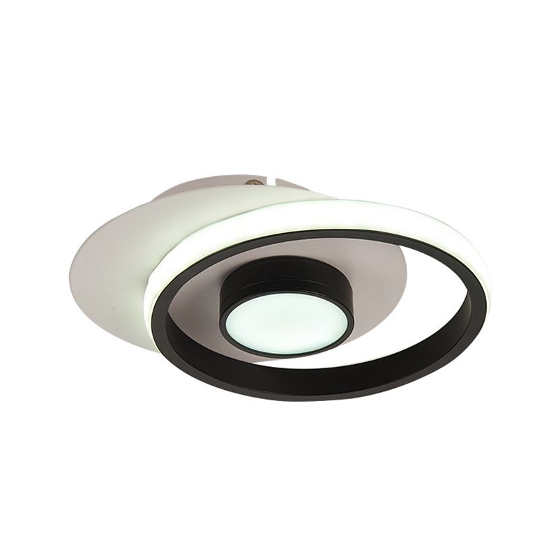 Metal Circle Flush Lamp Modernst White e Nero / Gold e Black LED Flush Mount for Porch, Warm / White Light
