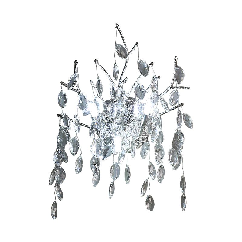 Unique Shape Crystal Wall Lighting Modern Style 3 Lights Wall Mounted Light in Silver