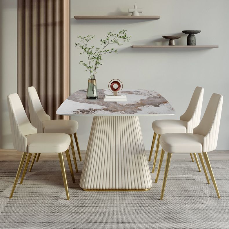 Nordic Sintered Stone Top Dining Set Rectangle 1/4/5/6/7 Pieces Dining Room Table Set