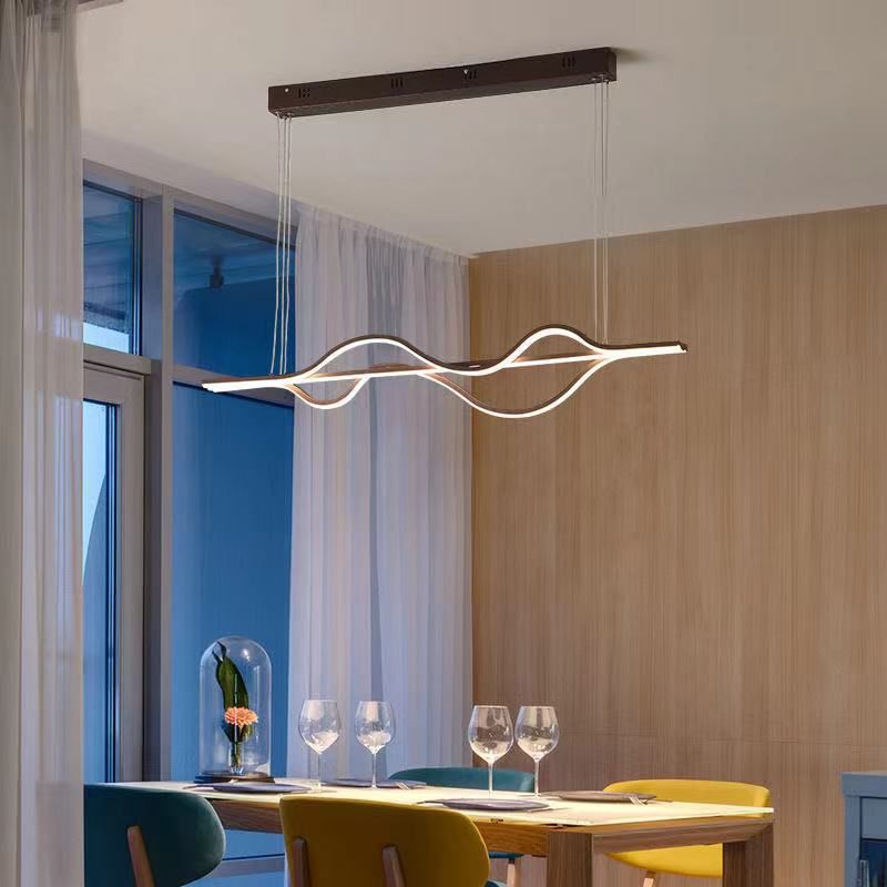 Minimalist Hanging Island Light Metal Dining Room LED Island Pendant Light