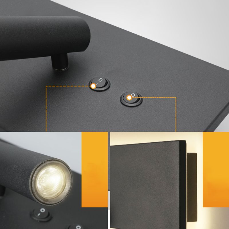Lámpara de pared LED geométrica de aluminio en la simplicidad moderna de la luz de la pared de lectura de 2 luces para el dormitorio