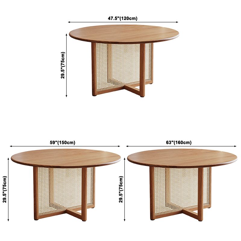 Contemporary Khaki Standard Dining Table Solid Wood Kitchen Dining Table with Double Pedestal Base