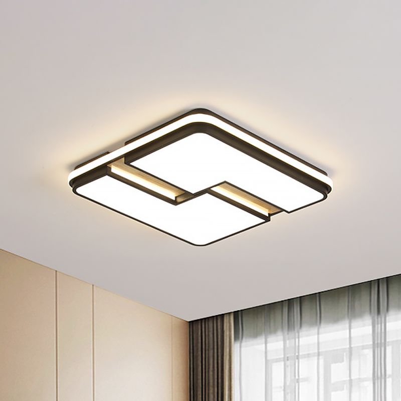 Quadrato / Rettangolare Acrilico Flushmount Minimalism Black - White LED Massimale Light con Split Design, White/3 Color Light