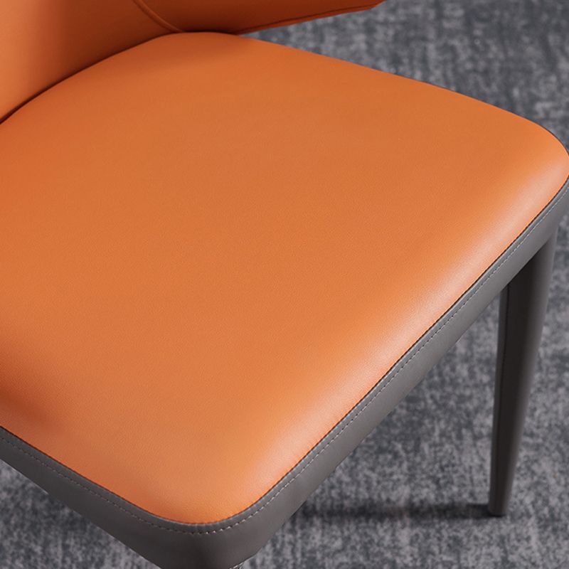 Modern Style Arm Side Chairs Faux Leather Chair with Metal Legs for Home Use