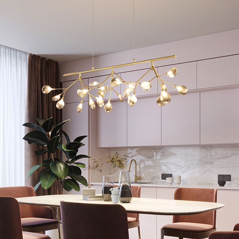 Smoke Grey Glass Firefly Hanging Lamp Kit Simplicity 27-Light Island Lighting Fixture for Dining Room