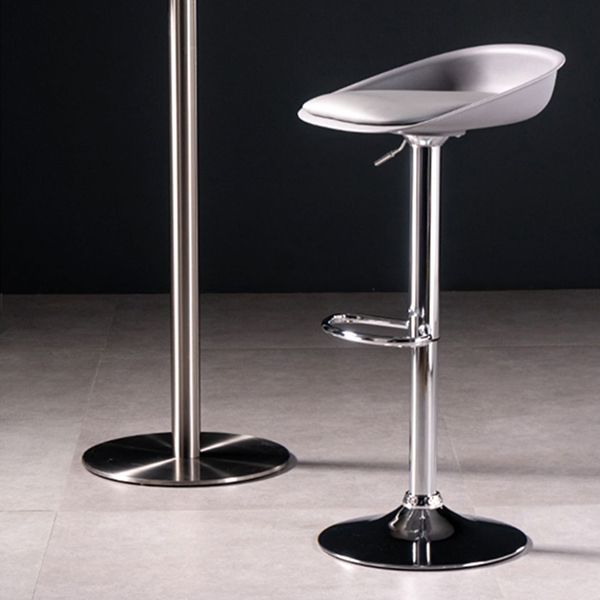 Modern Style Low Back Upholstered Adjustable Bar Stool with Metal Legs