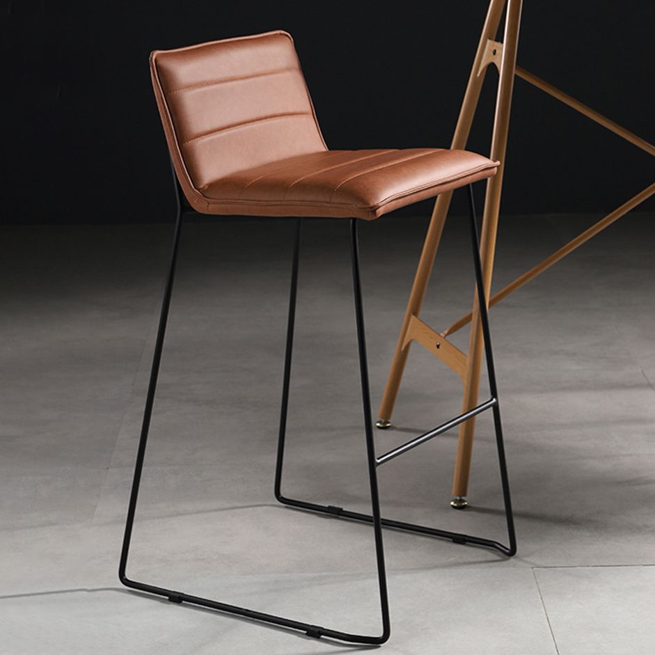 Modern Style Square Seat Barstool Pu Leather Counter Bar Stool with Metal Legs for Home
