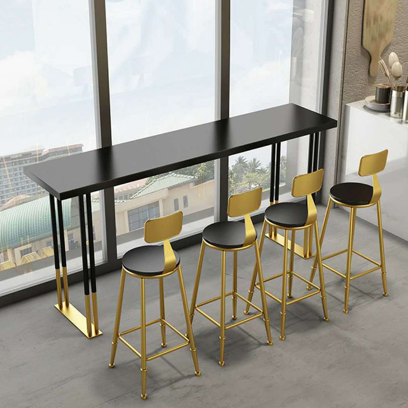 Glam Bar Height Table Solid Wood Top Bistro Bar Table with Double Pedestal Base