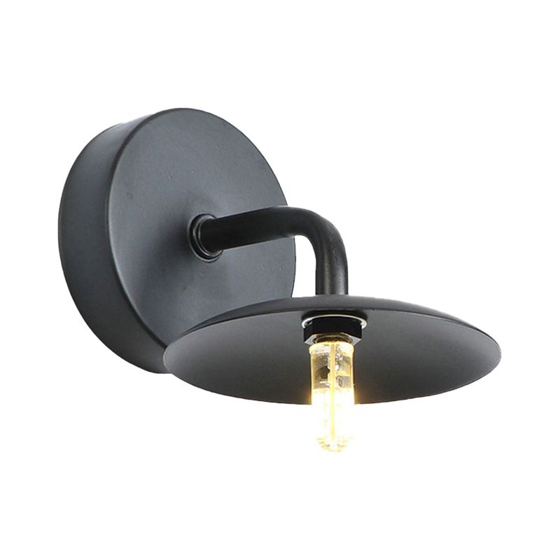 Shade Flat Metal Wall Lightsing Industrial Vintage 1 Light Bedroom Light en negro