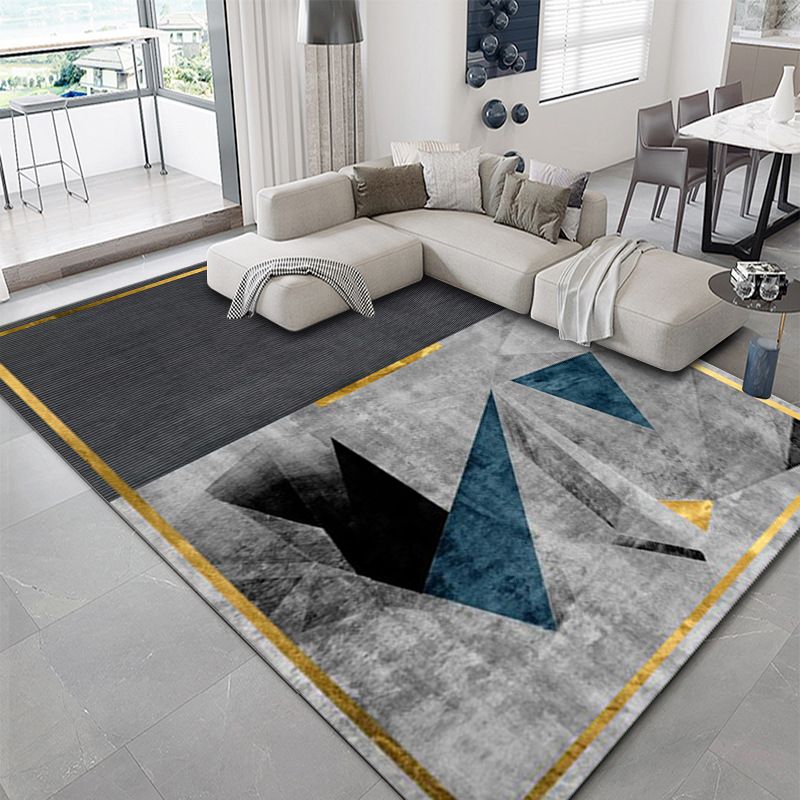 Gorgeous Polyester Carpet Modern Gray Tone Indoor Rug Living Room Area Rug with Non-Slip Backing