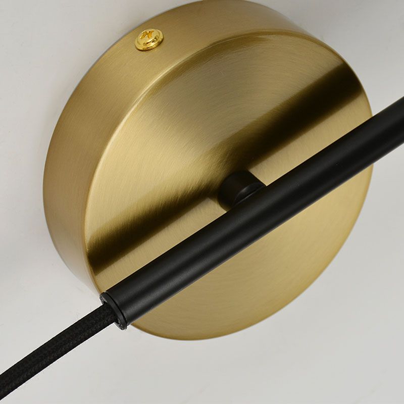 1-Light Black Contemporary Wall Lighting Fixture Metal Adjustable Wall Lighting for Bedroom