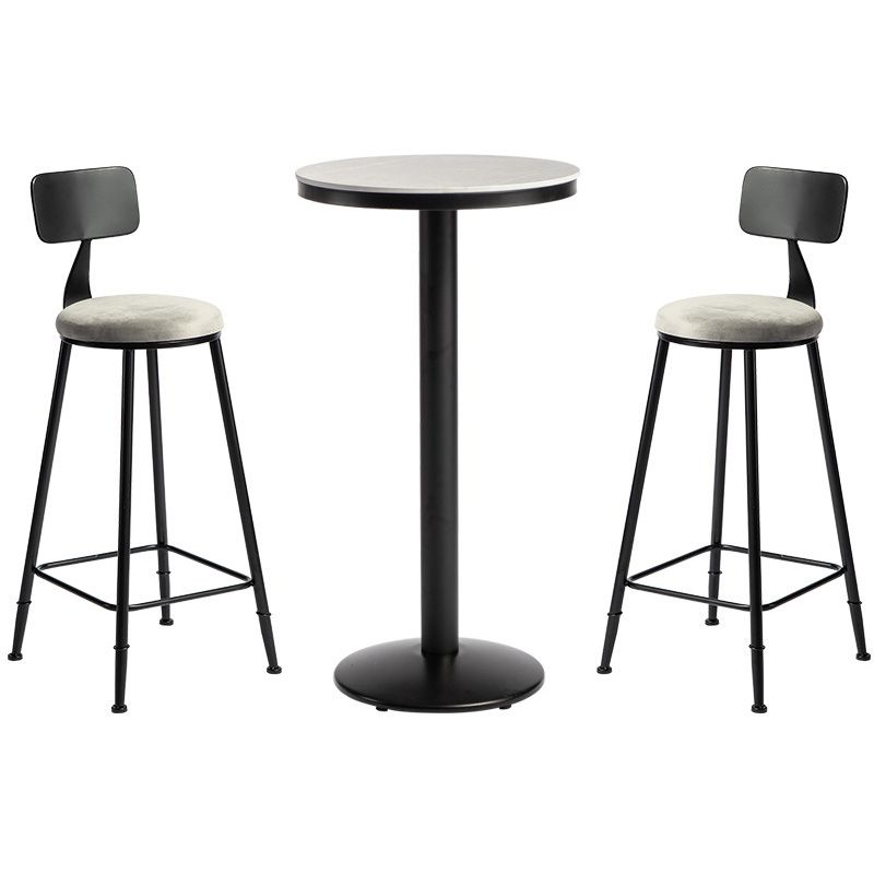 Industrial Style Gray Stone Top Bar Table Set 1/2/3 Pieces Counter Table with High Stools