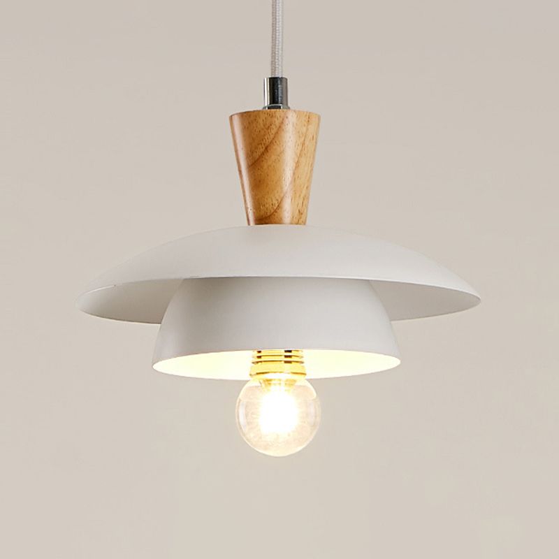 Metal Domed Suspension Lamp Modern Style 1 Light White Ceiling Pendant Light for Dining Room