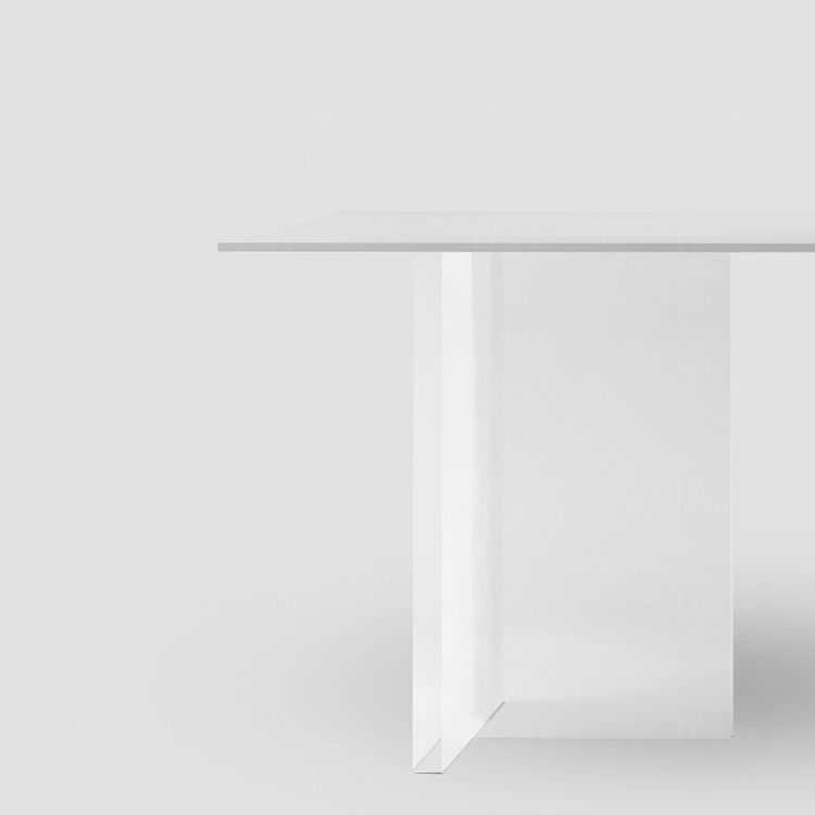 Modern White Dining Table Rectangle Sintered Stone Dining Table with Acrylic Legs