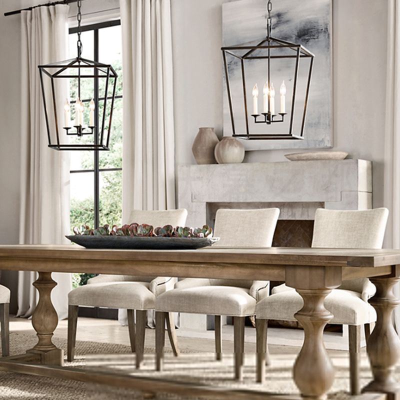 Industrial Cage Shade Chandelier Multi Light Hanging Light for Living Room