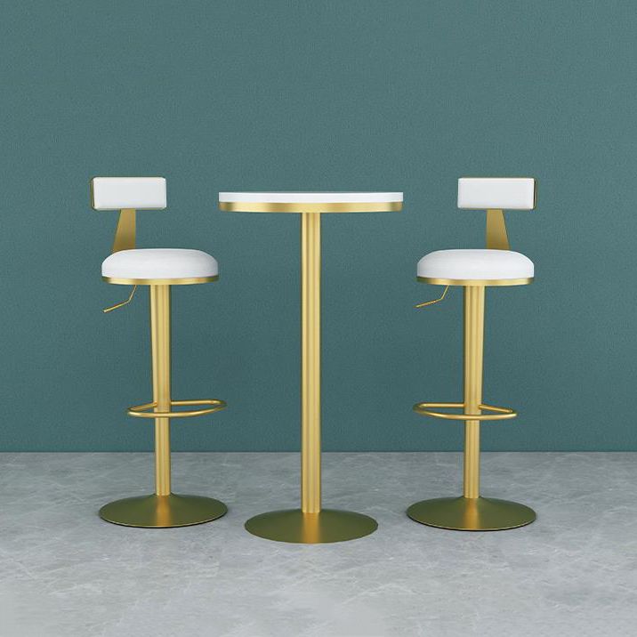 Contemporary Metal Bar and Counter Stool Low Back Stool with Pedestal Base in Gold