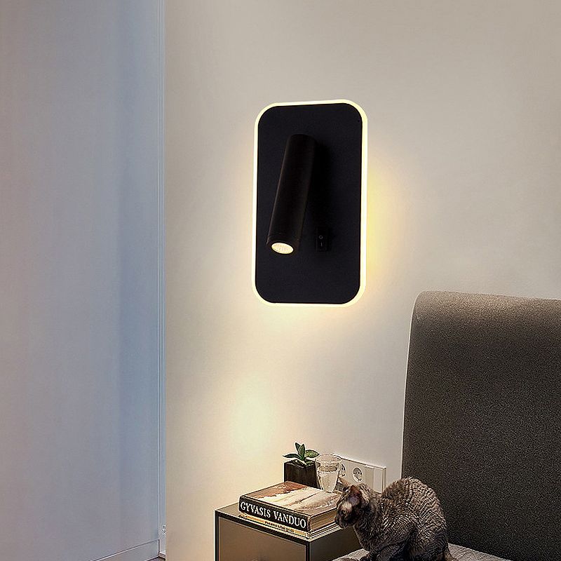 350° Rotatable LED Spotlight Wall Lamp Nordic Minimalism Bedside Reading Lamp with Backplane Night Light Design