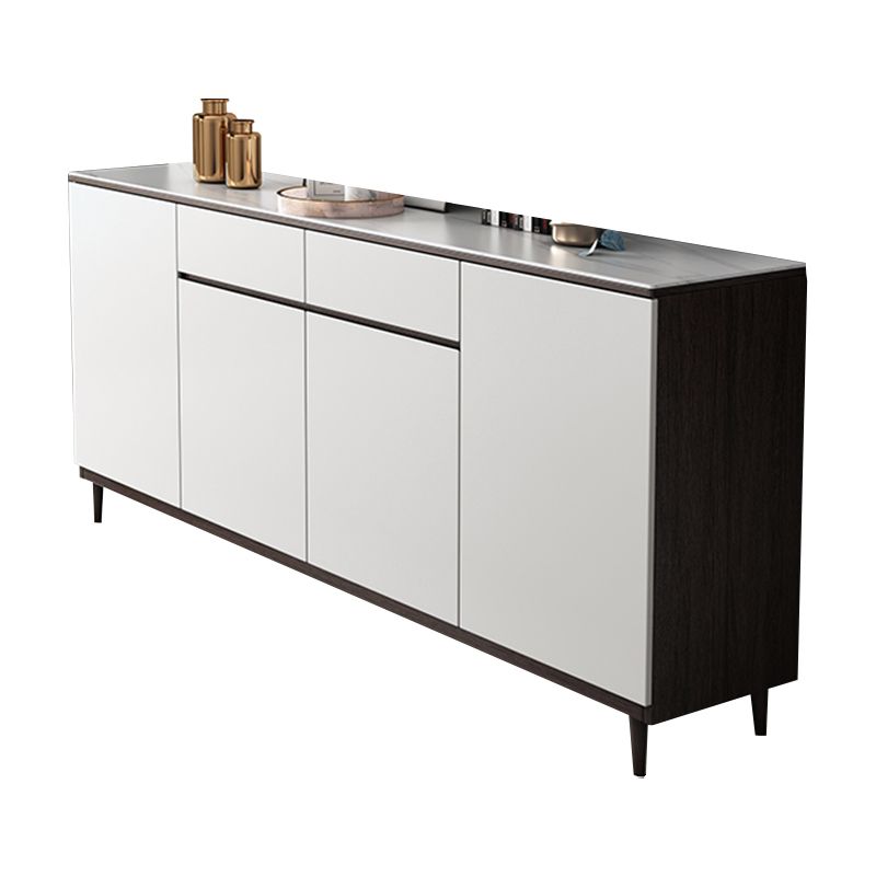 Modern Style Sintered Stone Top Storage Sideboard Cabinet in White