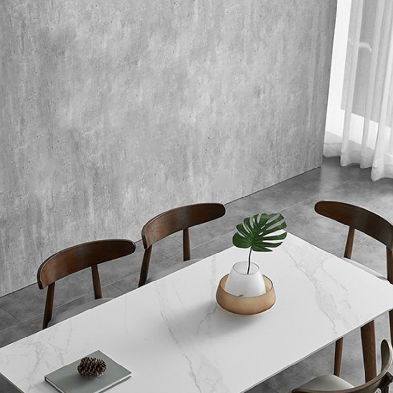 White Stone Top Table Mid-Century Modern Dining Table with 4 Legs