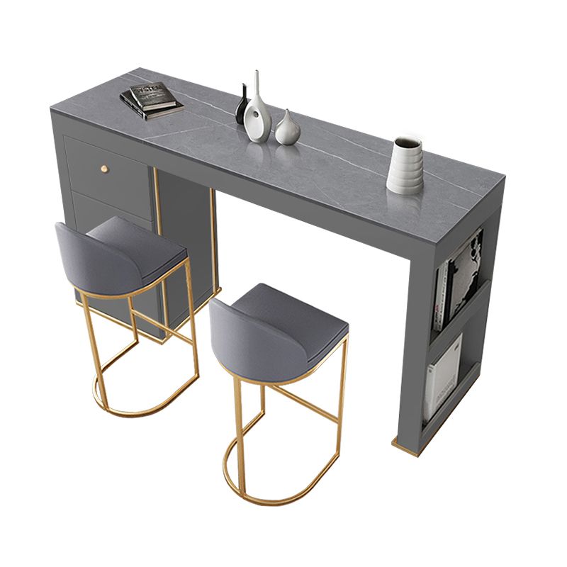 Contemporary Style 1/2/3 Pieces Stone Rectangular Bar Table Set for Indoor