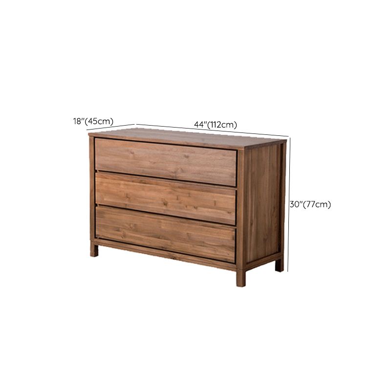 Contemporary Brown Solid Wood Kitchen Island Table with 3 Drawers