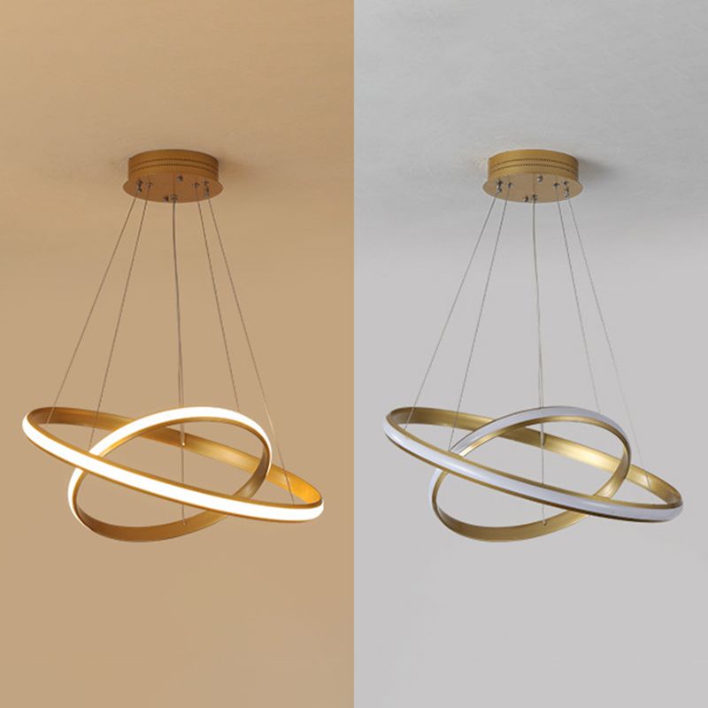 Luce a sospensione ad anello luminoso esterno Simplicità lampadario della hall in metallo in oro