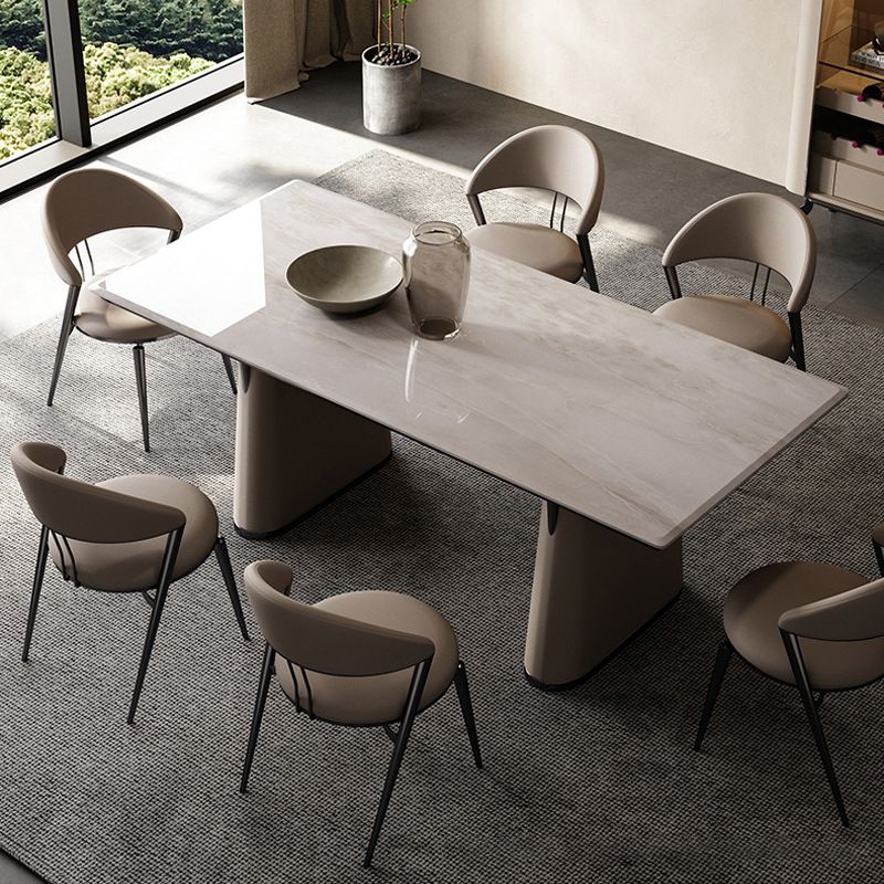 Dining Room Upholstered Chair Leather Open Back Armless Chair