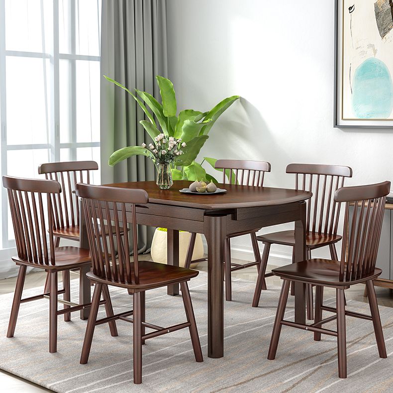 Modern Solid Wood Round Dining Room Set Space-Saving Design Dining Table Furniture