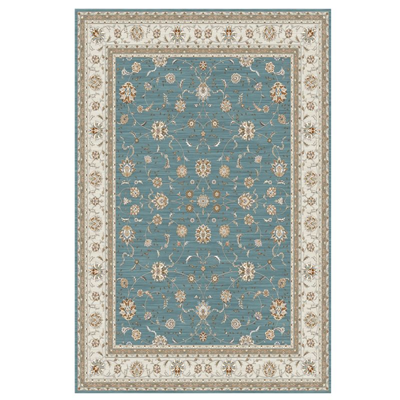 Brauner Ton Blumendruck Teppich Polyester traditioneller Anti-Rutsch-Rücken-Innenteppich für Wohnzimmer