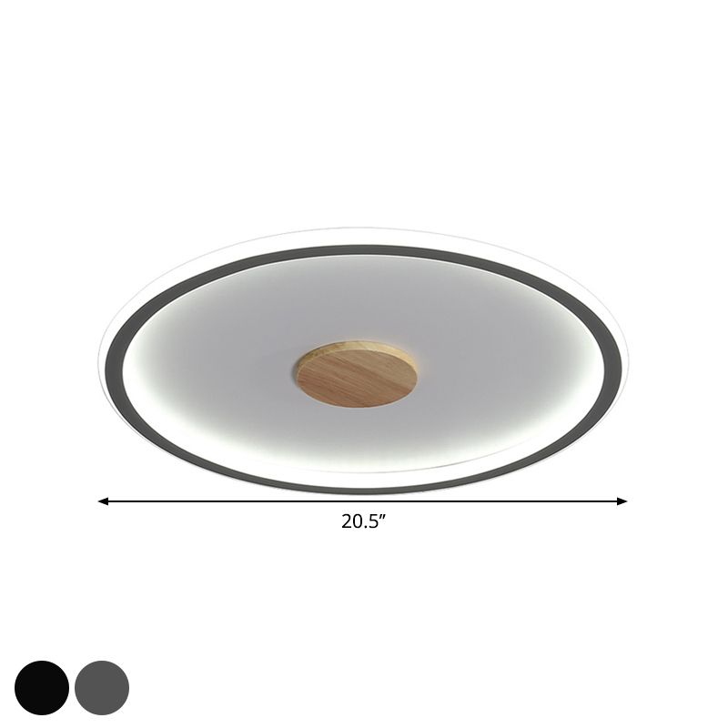 16.5"/20.5" Width Circular LED Flushmount Lighting Simple Metallic Living Room Ceiling Mounted Fixture in Black/Grey, Warm/White Light