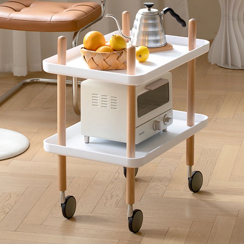 Modern 4 Legs End Table 2-Tier Wooden Accent Side Table for Living Room