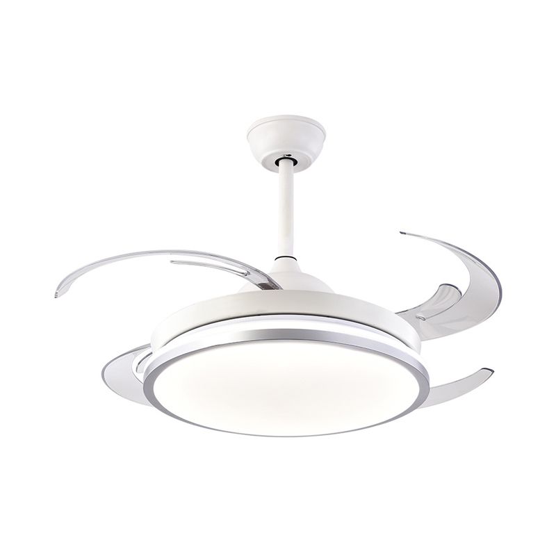 Lámpara de ventilador de techo circular moderna LED METAL SEMI SEMPLA DE MONTAJE EN BLANCO CON 8 HOJAS PARA DORMITORIO, 48 "W