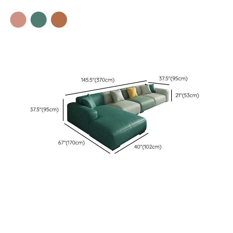 Stationary Faux Leather Living Room Square Arm Cushions Sofa