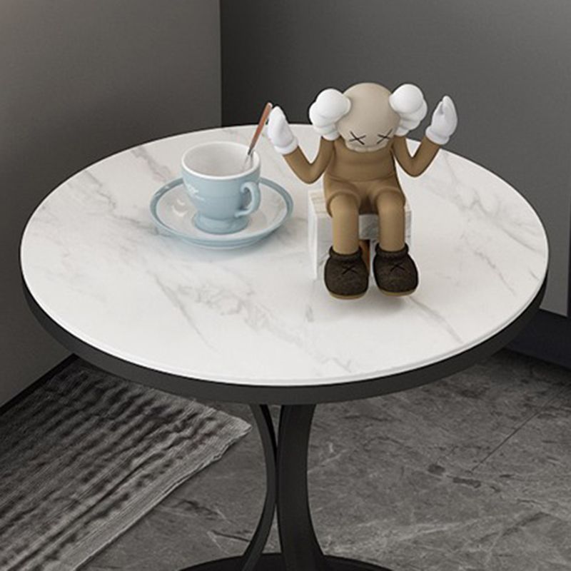 Faux Marble Top End Table Modern 21.6 "Tall Pedestal Side Table