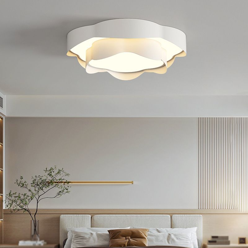 Modernism Flush Mount 2-Tier Ceiling Mounted Fixture in White for Bedroom