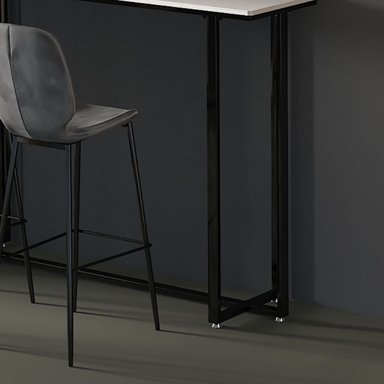 Stone Top Bar Stool Table Glam Style Pub Table with Metal Leg