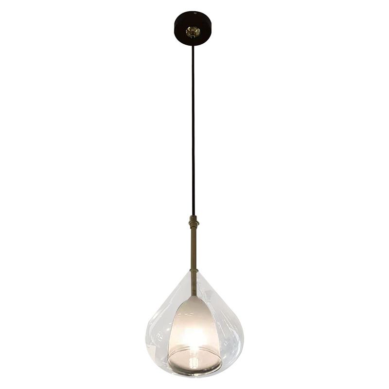 1 Light Hanging Pendant Lights Modern Double Glass Teardrop Pendant Lighting for Living Room